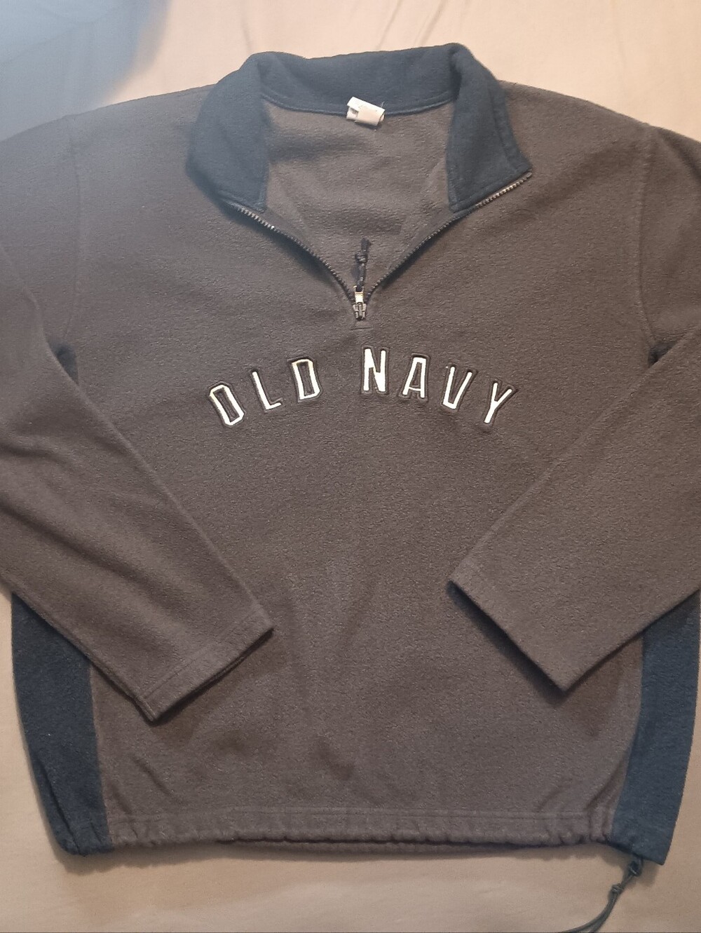 Vintage Old Navy Dark Gray Quarter-Zip Fleece Pullover with Navy Accents